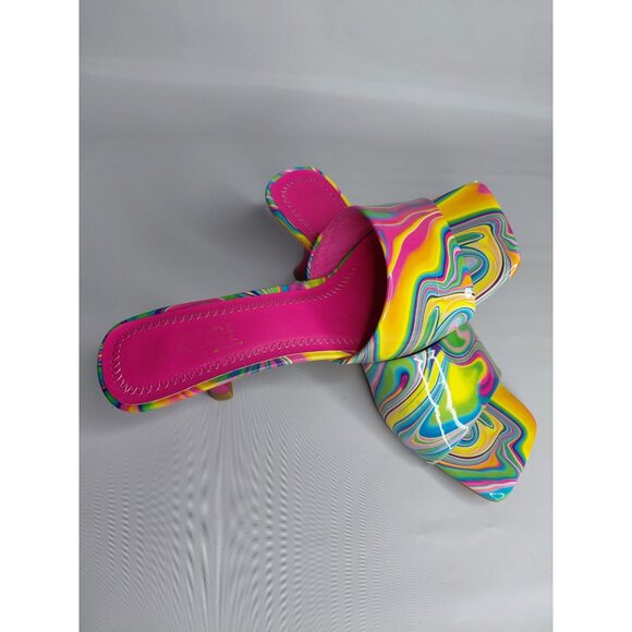 Rouge Helium Womens Multicolor Swirl Open-Toe Mules Size 10 - Picture 1 of 8